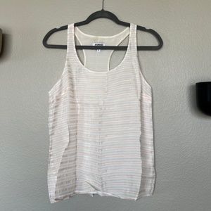 Express Racerback Luxe Tank - Pink + White Stripe (M)